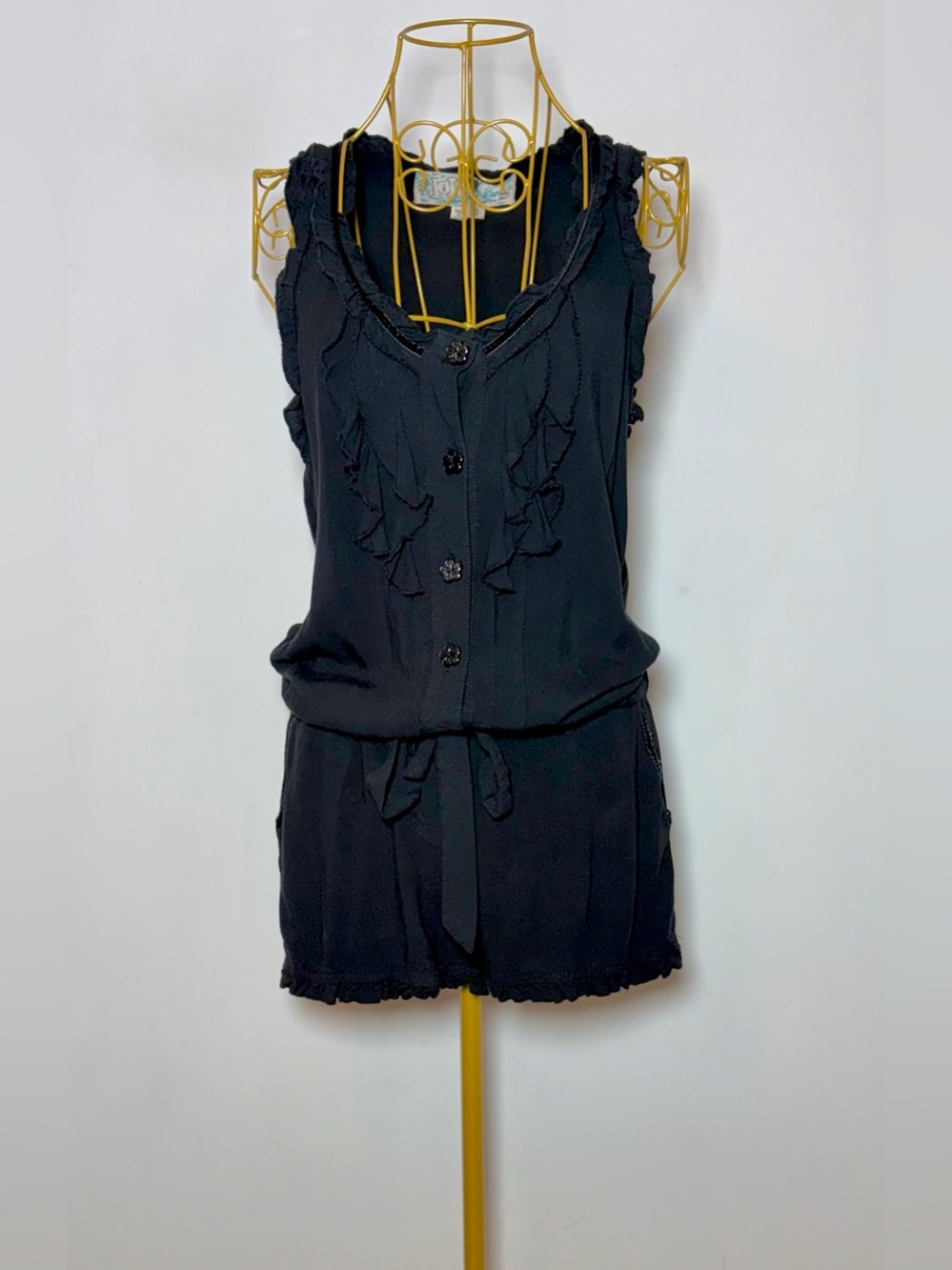 Jolt Black Ruffle Button-Front Drawstring
Romper Y2K, Small - Picture 2 of 12
